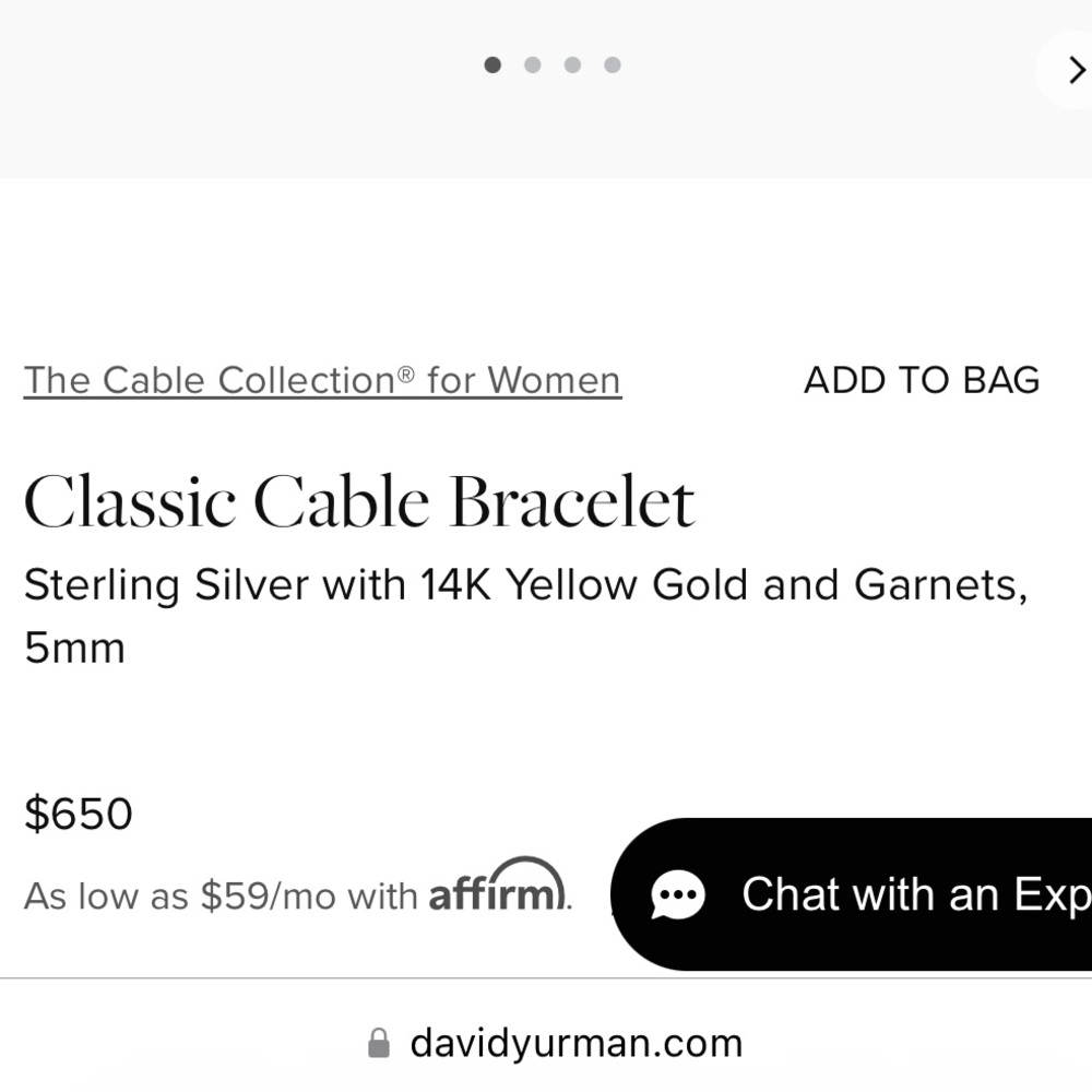 David Yurman Cable Classics Bracelet with Garnet and 14K Gold, 5mm - Picture 8 of 8
